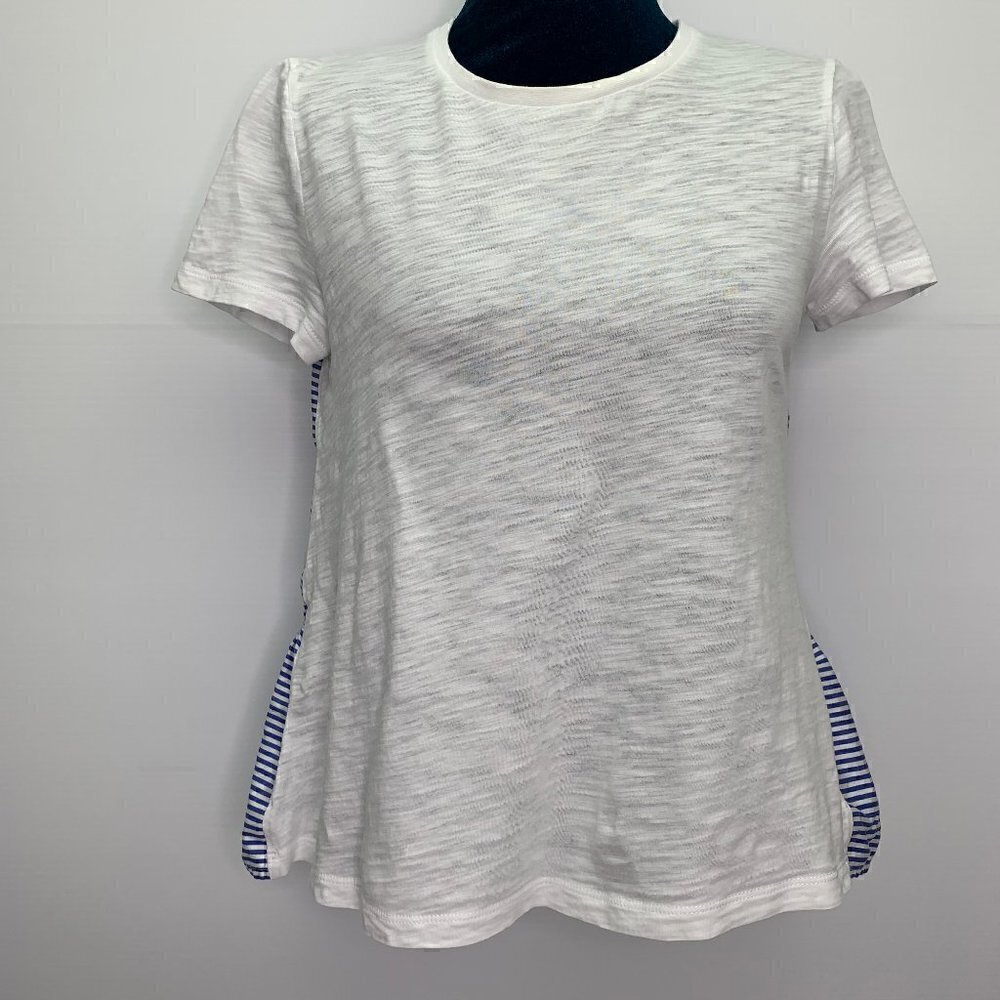 Kate Spade XS Ruffle Back Tee T Shirt Blue Stripe